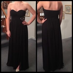 Navy Blue Strapless Prom Dress